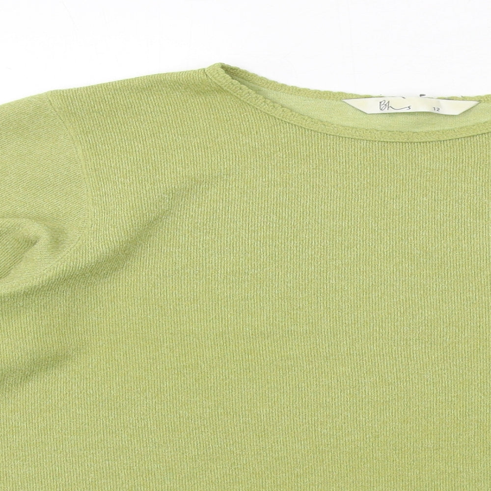 BHS Womens Green Round Neck Polyester Pullover Jumper Size 12