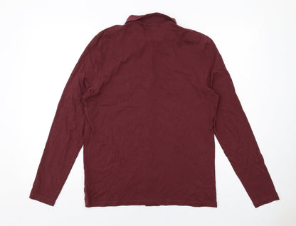 ASOS Mens Red Cotton Button-Up Size M Collared Button