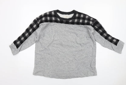 Madewell Womens Grey Check Cotton Full Zip Sweatshirt Size S Pullover
