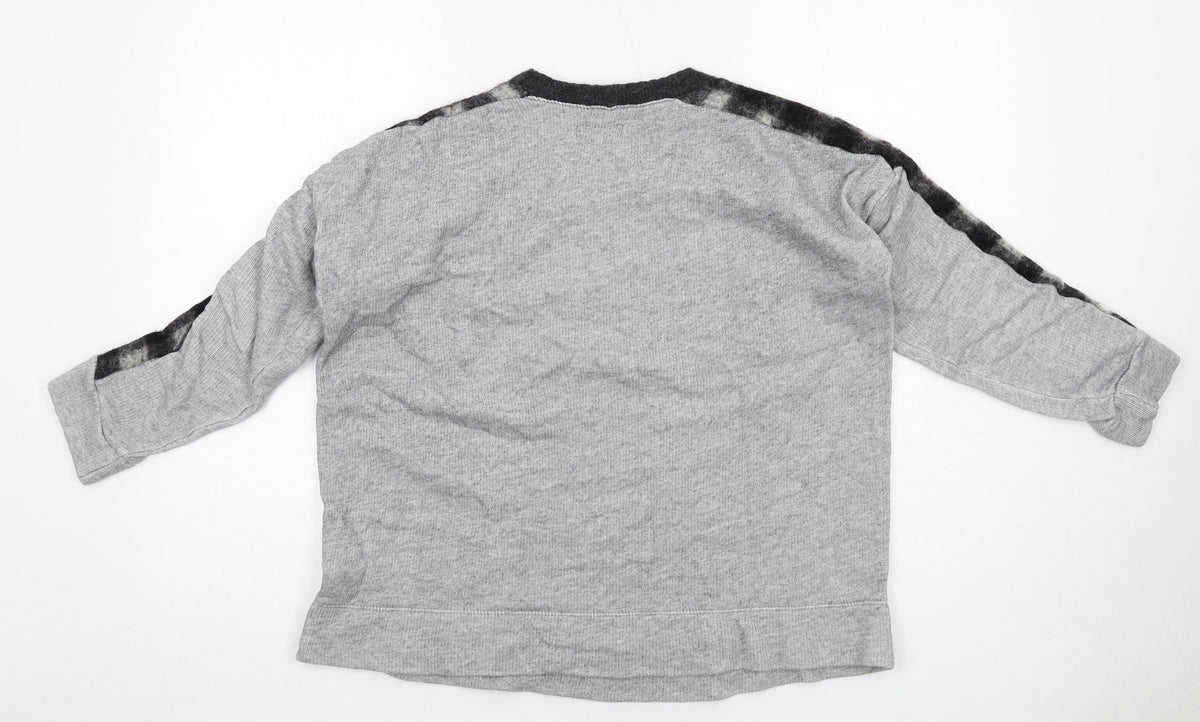 Madewell Womens Grey Check Cotton Full Zip Sweatshirt Size S Pullover