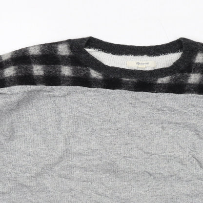 Madewell Womens Grey Check Cotton Full Zip Sweatshirt Size S Pullover