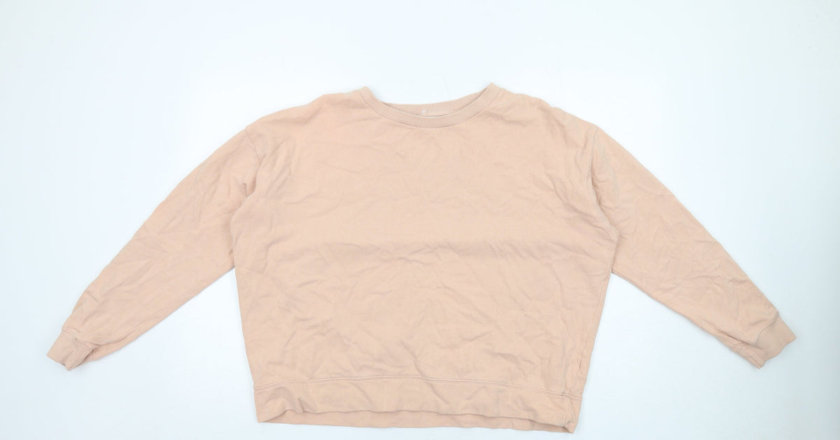 Additional front view of Miss Selfridge women’s beige cotton pullover sweatshirt, size L, pullover