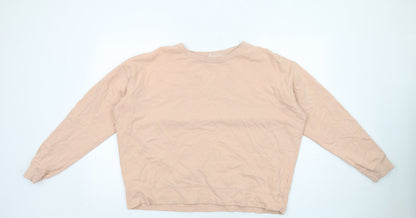 Additional front view of Miss Selfridge women’s beige cotton pullover sweatshirt, size L, pullover
