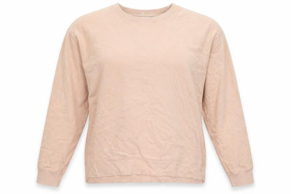 Front view of Miss Selfridge women’s beige cotton pullover sweatshirt, size L, pullover