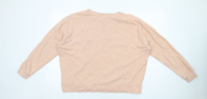 Back view of Miss Selfridge women’s beige cotton pullover sweatshirt, size L, pullover