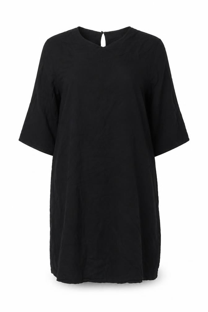 H&M Womens Black Viscose A-Line Size 10 Round Neck Button