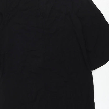 H&M Womens Black Viscose A-Line Size 10 Round Neck Button
