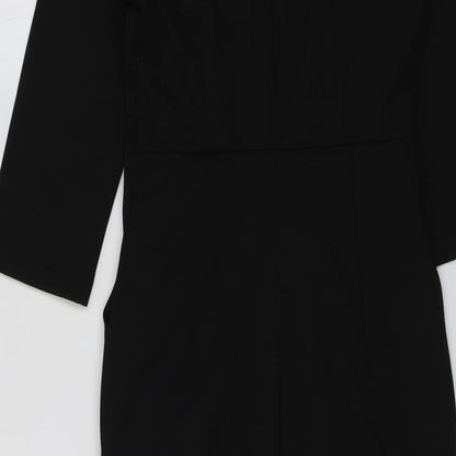 ICHI Womens Black Polyester A-Line Size S Round Neck Zip