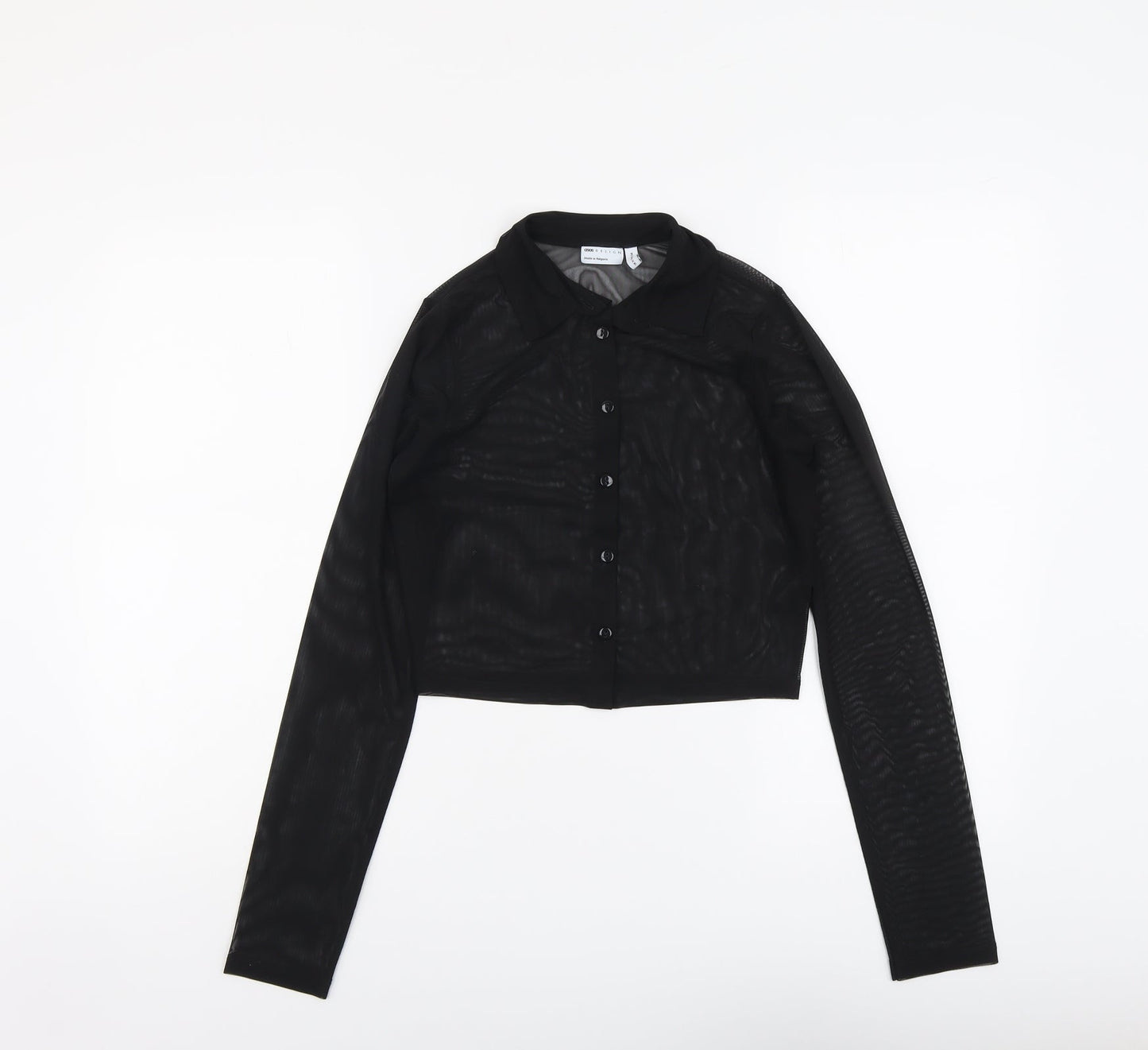 Womens UK Size 8 ASOS Black Cropped Button-Up