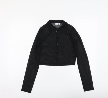 Womens UK Size 8 ASOS Black Cropped Button-Up