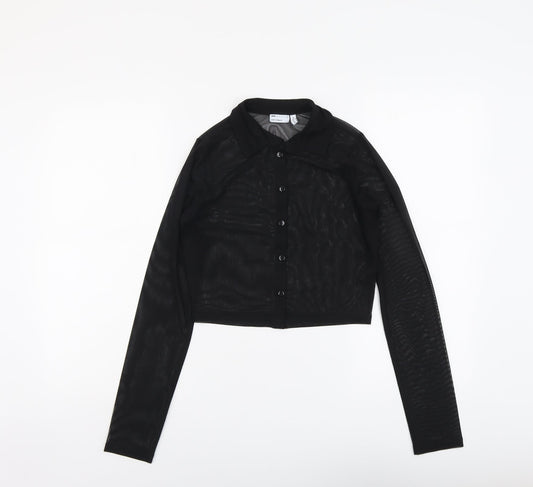 Womens UK Size 8 ASOS Black Cropped Button-Up