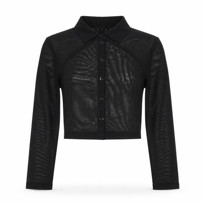 Womens UK Size 8 ASOS Black Cropped Button-Up