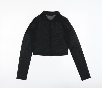 Womens UK Size 8 ASOS Black Cropped Button-Up