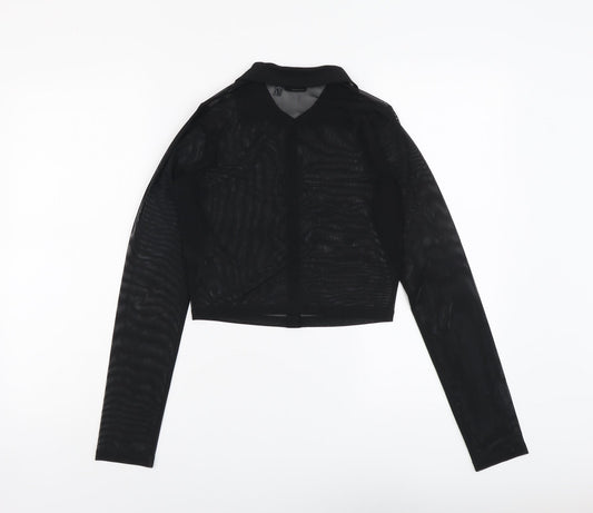 Womens UK Size 8 ASOS Black Cropped Button-Up