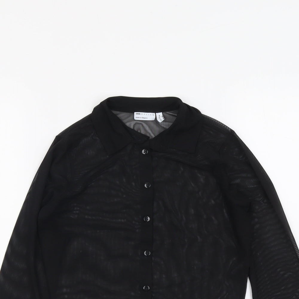 Womens UK Size 8 ASOS Black Cropped Button-Up