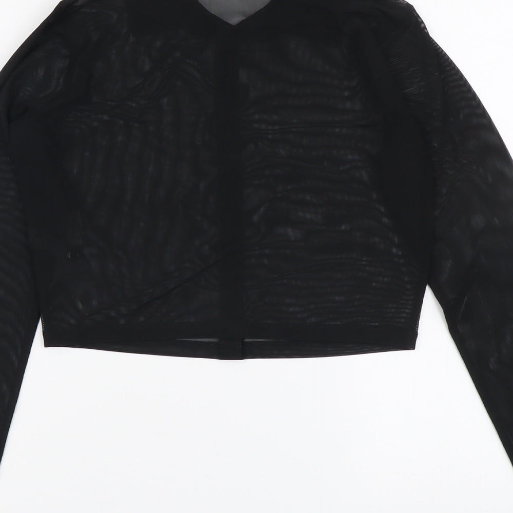 Womens UK Size 8 ASOS Black Cropped Button-Up