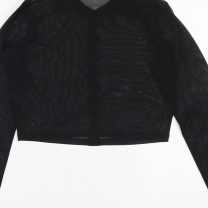 Womens UK Size 8 ASOS Black Cropped Button-Up