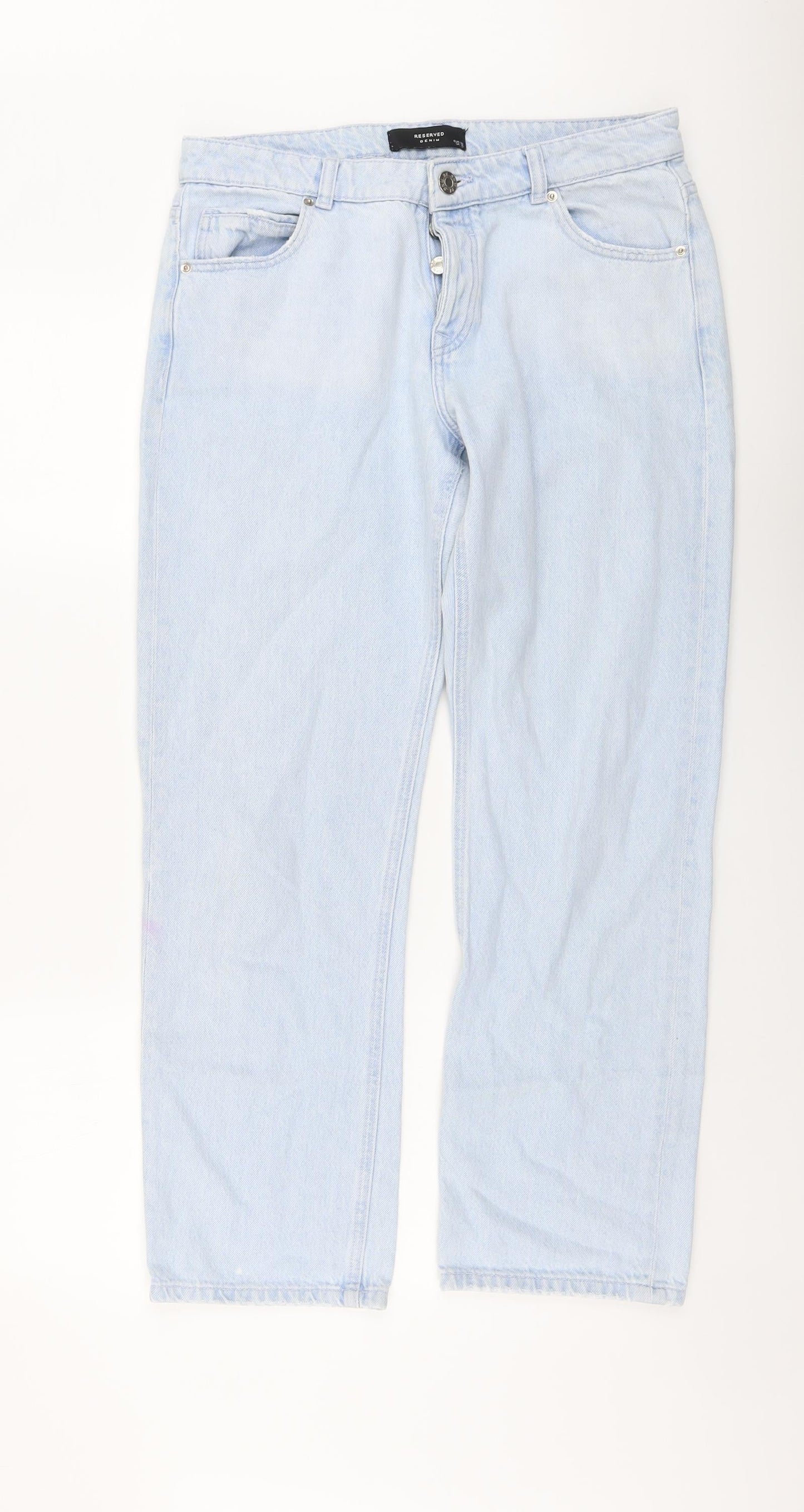 Womens UK Size 10 RESERVED Regular Fit Straight Blue Jeans