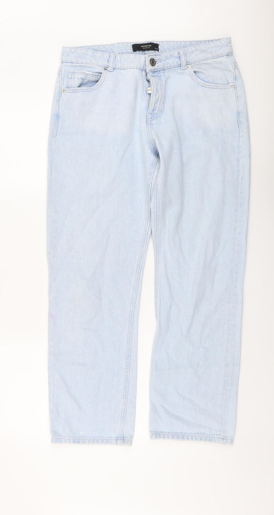 Womens UK Size 10 RESERVED Regular Fit Straight Blue Jeans