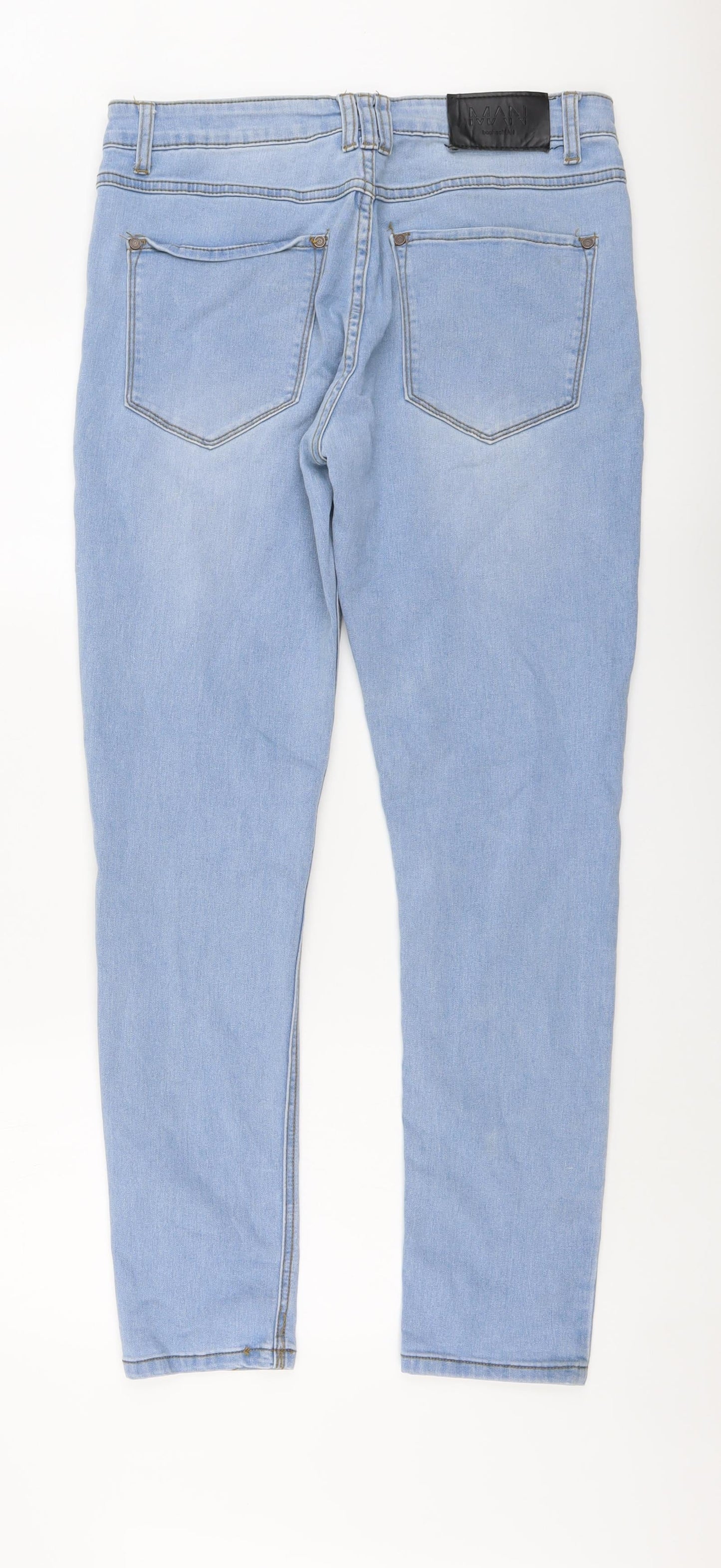 Boohoo Womens Blue Cotton Skinny Jeans Size 32 in L31 in Regular Button
