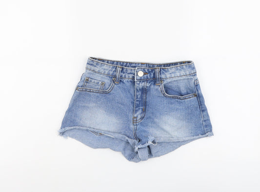 FOREVER 21 Womens Blue Cotton Cut-Off Shorts Size 24 in L3 in Regular Button