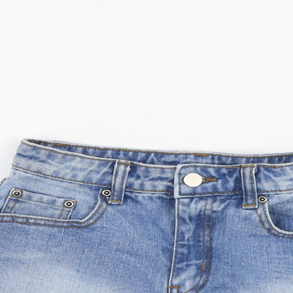 FOREVER 21 Womens Blue Cotton Cut-Off Shorts Size 24 in L3 in Regular Button