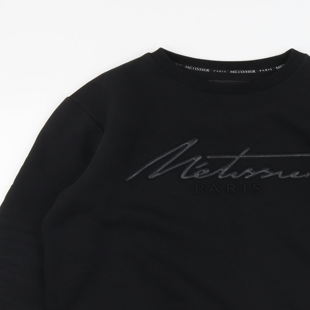 Metissier Paris Mens Black Cotton Pullover Sweatshirt Size XS