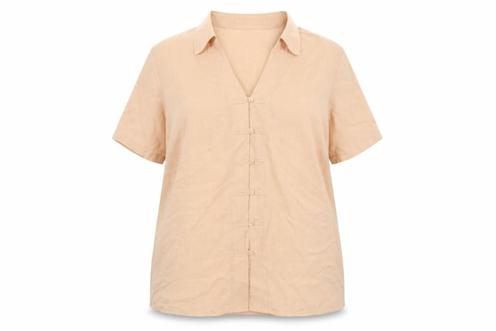 Marks and Spencer Womens Orange Viscose Basic Button-Up Size 18 Collared