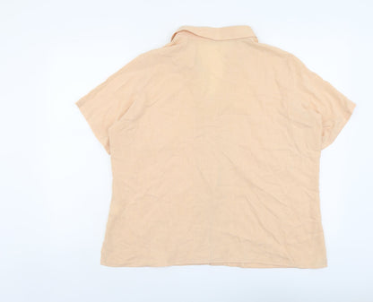 Marks and Spencer Womens Orange Viscose Basic Button-Up Size 18 Collared