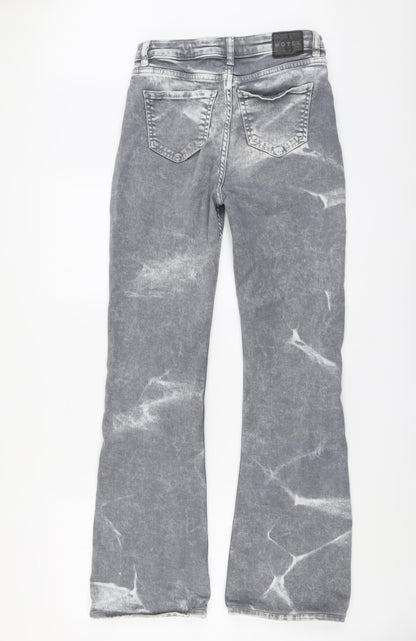 Motel Womens Grey Cotton Straight Jeans Size S L30 in Regular Button - Acid Wash