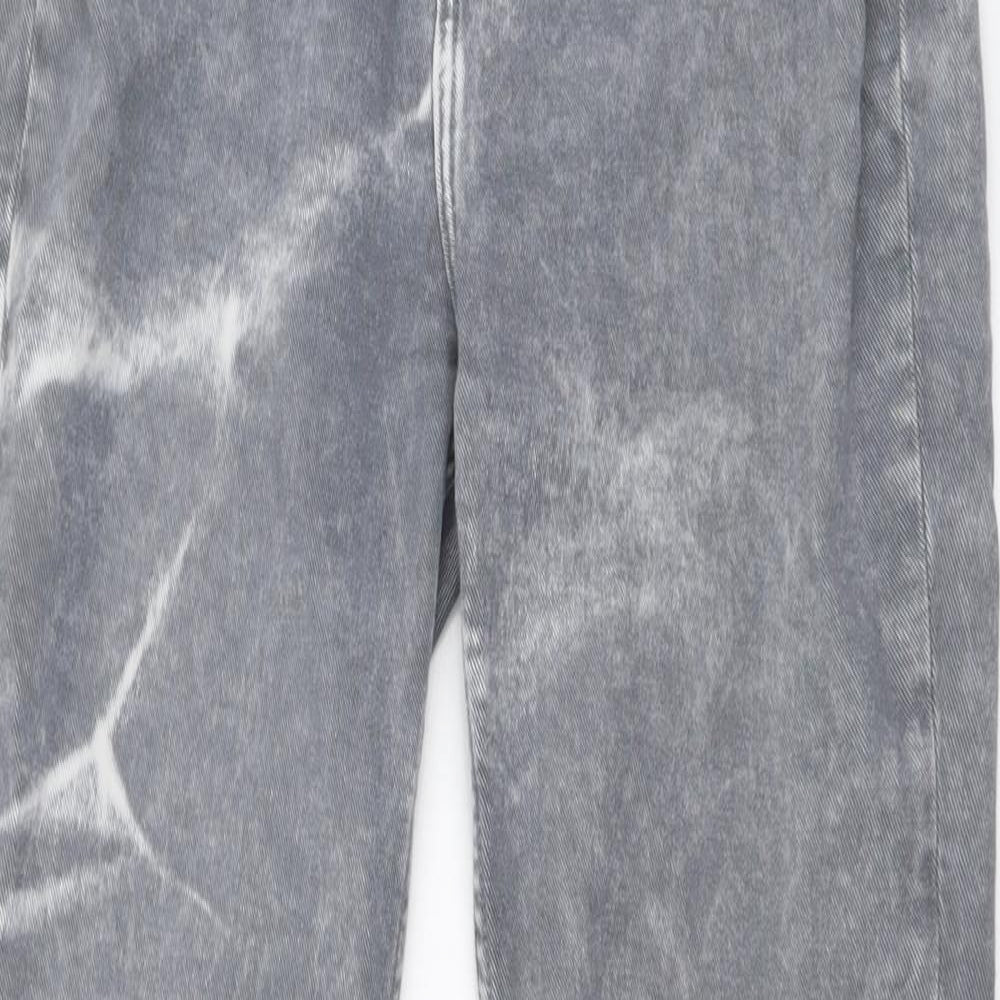 Motel Womens Grey Cotton Straight Jeans Size S L30 in Regular Button - Acid Wash