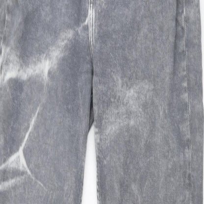 Motel Womens Grey Cotton Straight Jeans Size S L30 in Regular Button - Acid Wash