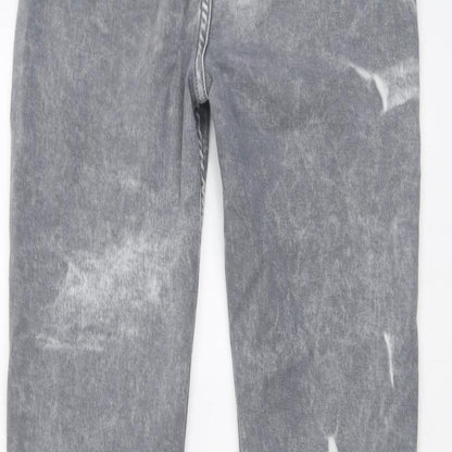 Motel Womens Grey Cotton Straight Jeans Size S L30 in Regular Button - Acid Wash