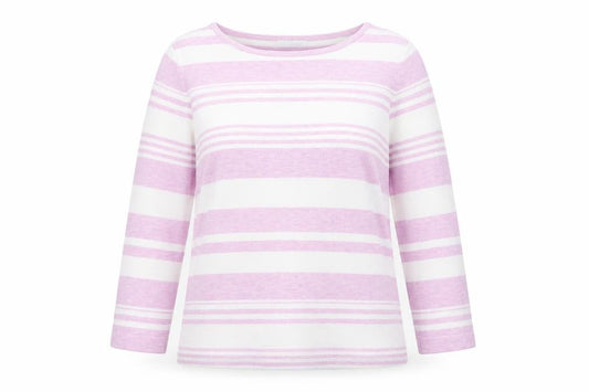 Berkertex Womens Purple Round Neck Striped Viscose Pullover Jumper Size 14
