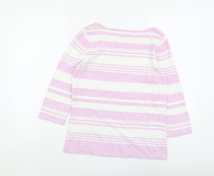 Berkertex Womens Purple Round Neck Striped Viscose Pullover Jumper Size 14