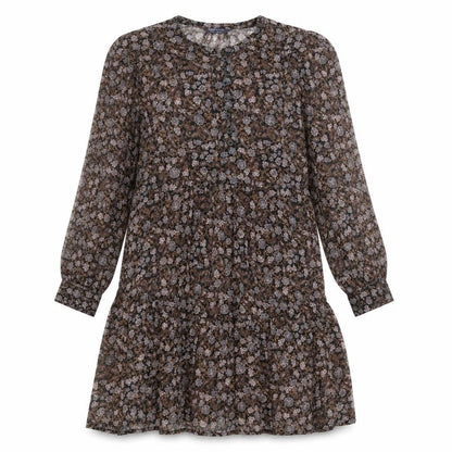 Marks and Spencer Womens Multicoloured Floral Polyester A-Line Size 12 Round Neck Button