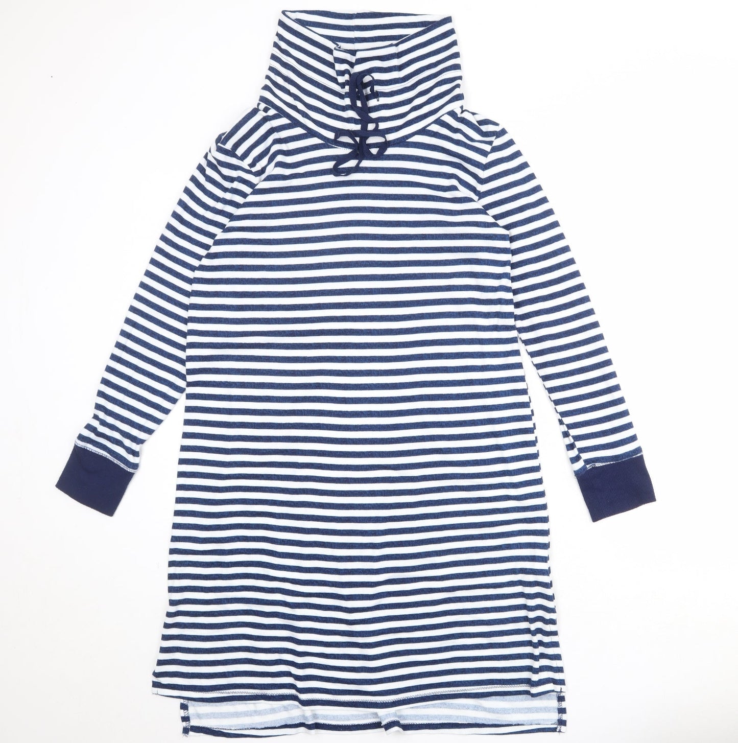 Carole Hochman Womens Blue Striped Polyester Jumper Dress Size S High Neck Pullover
