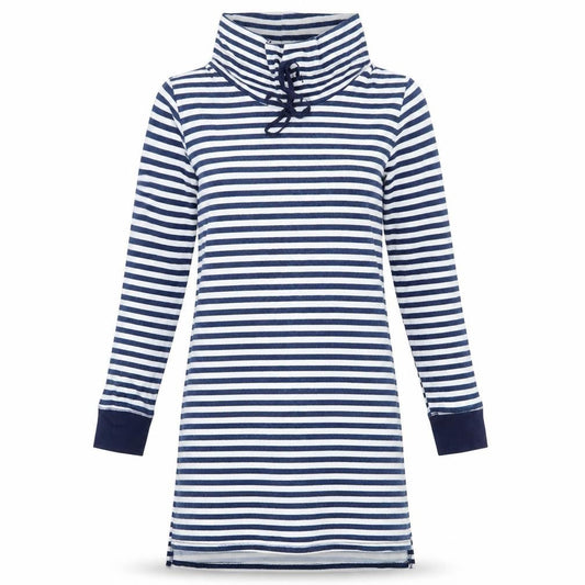 Carole Hochman Womens Blue Striped Polyester Jumper Dress Size S High Neck Pullover