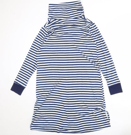 Carole Hochman Womens Blue Striped Polyester Jumper Dress Size S High Neck Pullover