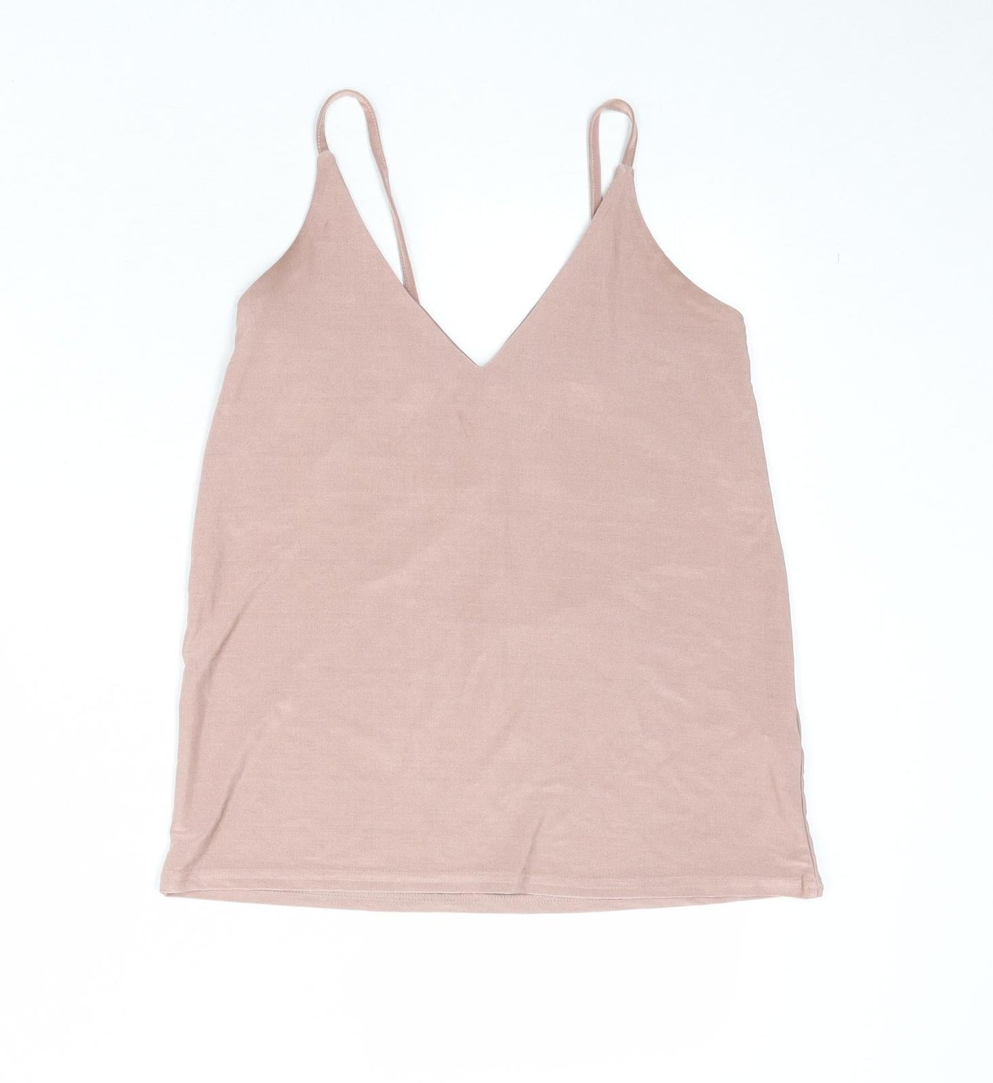 Boohoo Womens Pink Polyester Basic Tank Size 6 V-Neck