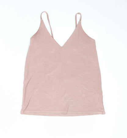 Boohoo Womens Pink Polyester Basic Tank Size 6 V-Neck