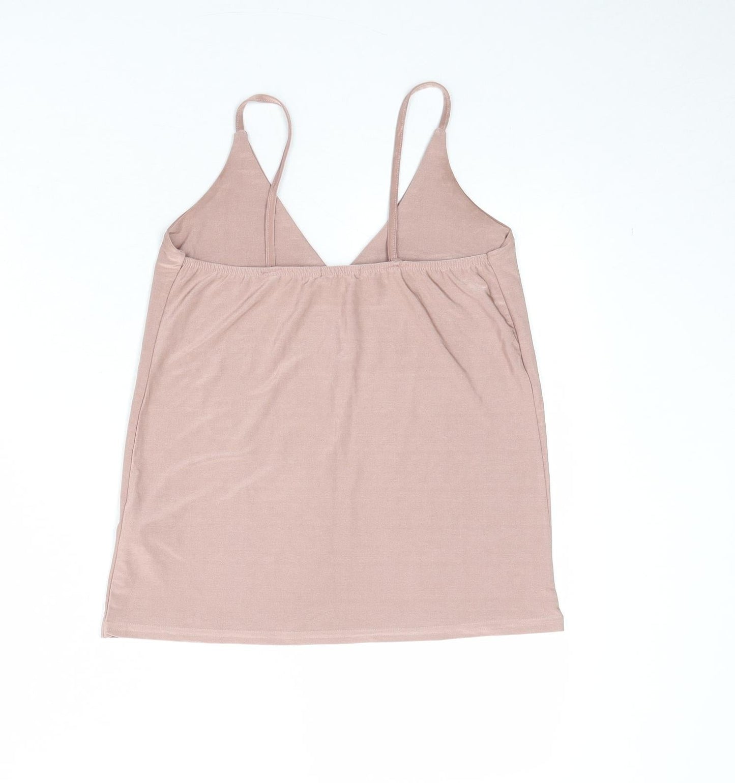 Boohoo Womens Pink Polyester Basic Tank Size 6 V-Neck