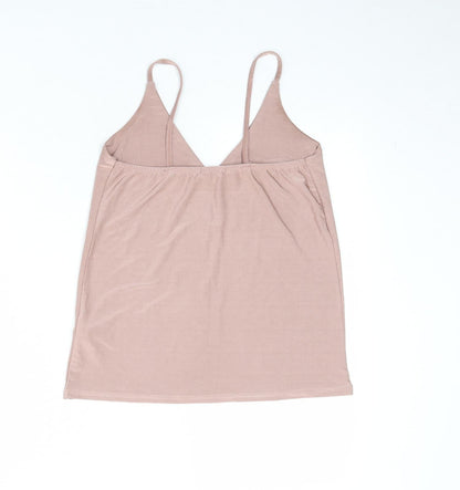 Boohoo Womens Pink Polyester Basic Tank Size 6 V-Neck
