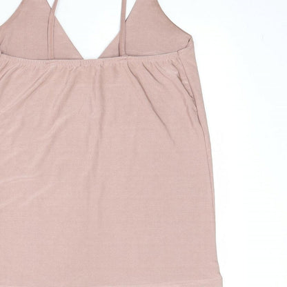 Boohoo Womens Pink Polyester Basic Tank Size 6 V-Neck