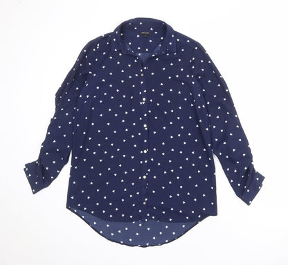 Womens UK Size 8 River Island Blue Basic Button-Up