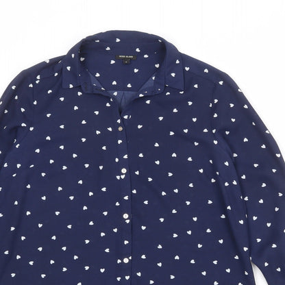 Womens UK Size 8 River Island Blue Basic Button-Up