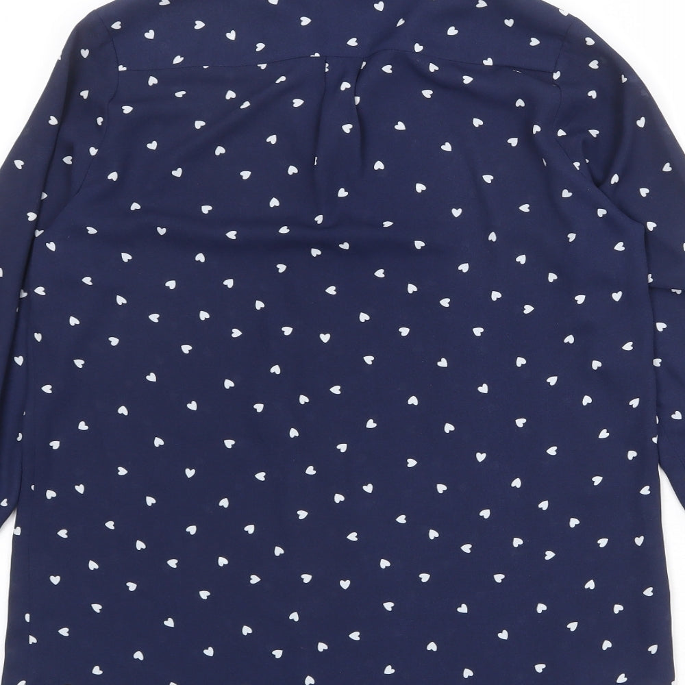 Womens UK Size 8 River Island Blue Basic Button-Up
