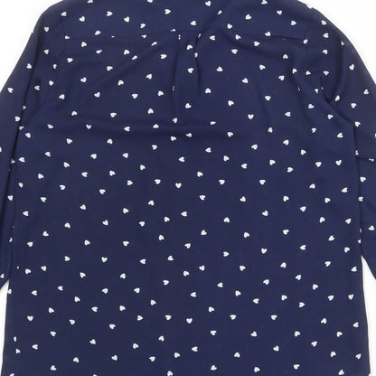 Womens UK Size 8 River Island Blue Basic Button-Up