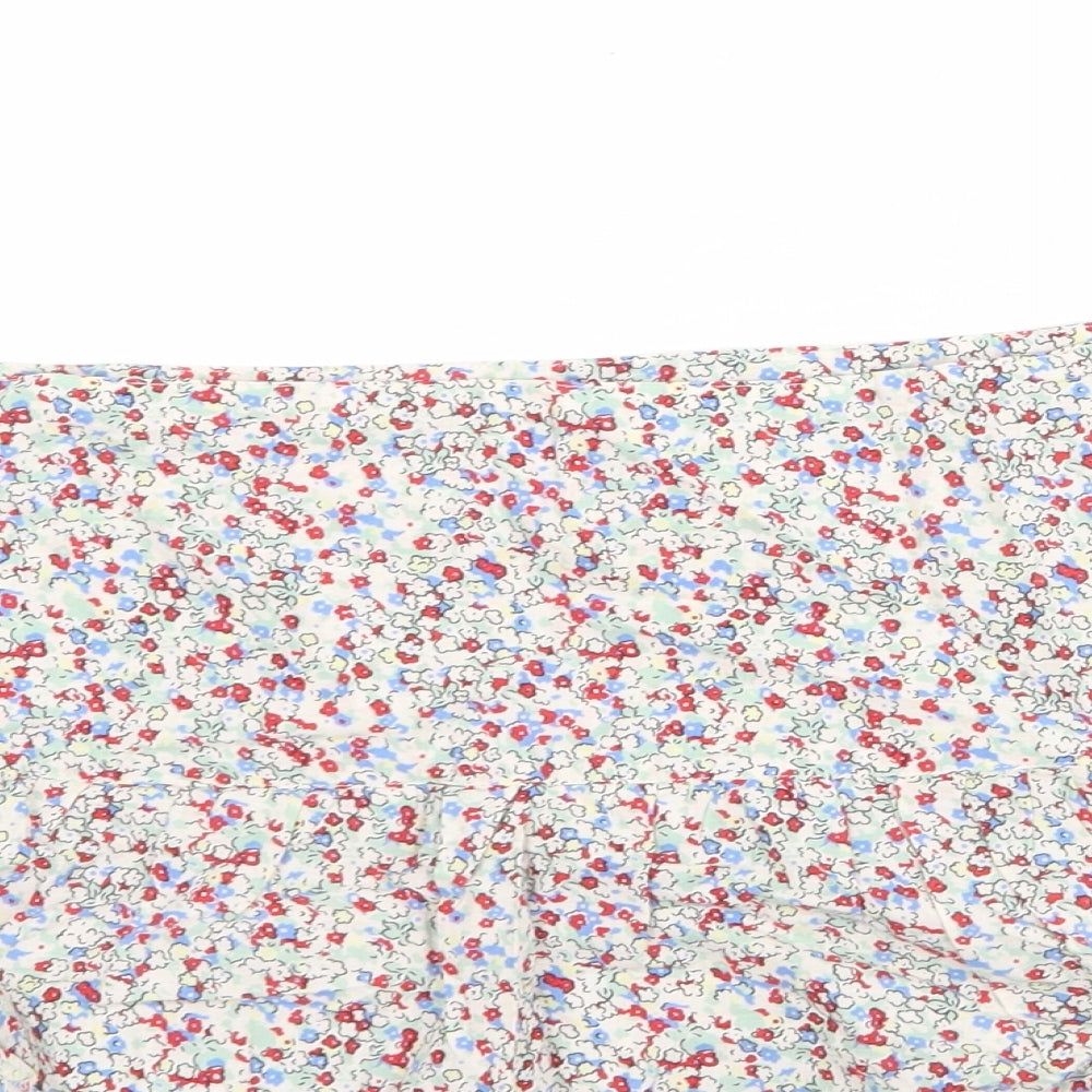 Oasis Womens Multicoloured Floral Cotton Skater Skirt Size 10 Zip