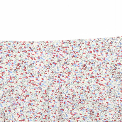 Oasis Womens Multicoloured Floral Cotton Skater Skirt Size 10 Zip